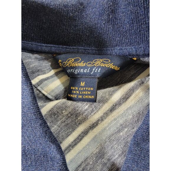 Brooks Brothers Striped Linen Polo Shirt - Medium - Picture 5 of 6